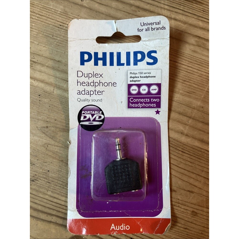 NEW Philips Duplex Headphone Splitter 3.5mm Male to 2 3.5mm Female Audio